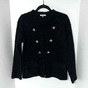 Sioni Brand Black Single Button Closure OpenFront Sweater Cardigan Size M